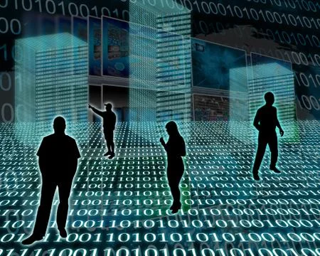 Silhouettes in the space Stock Illustration