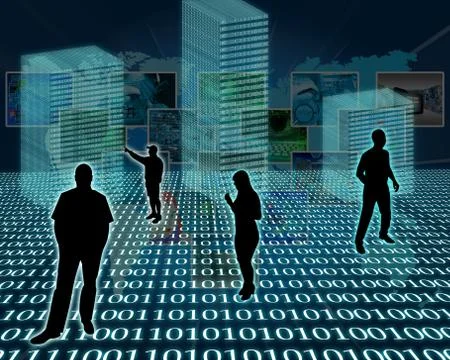 Silhouettes in the space Stock Illustration