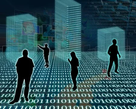 Silhouettes in the space Illustrazione stock