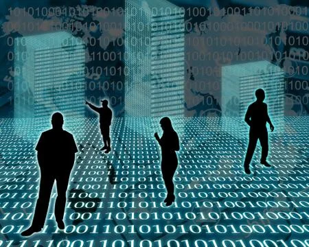 Silhouettes in the space Stock Illustration