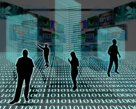 Silhouettes in the space 스톡 일러스트