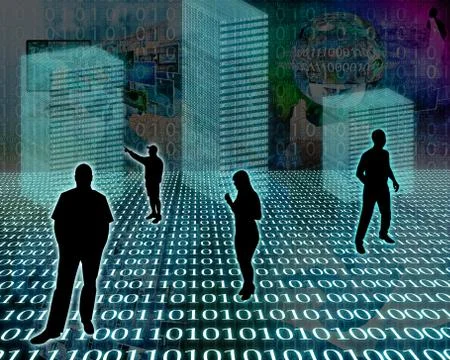 Silhouettes in the space Stock Illustration