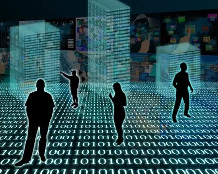 Silhouettes in the space Illustrazione stock