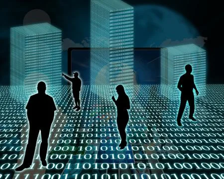 Silhouettes in the space Illustrazione stock