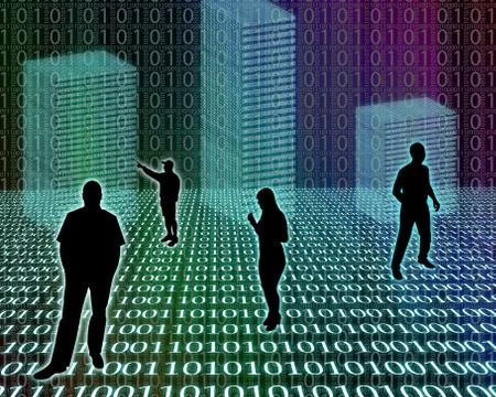 Silhouettes in the space Illustrazione stock