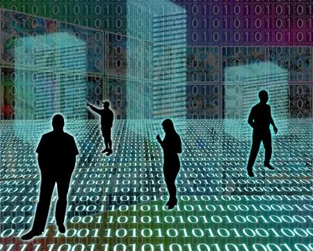 Silhouettes in the space Illustrazione stock