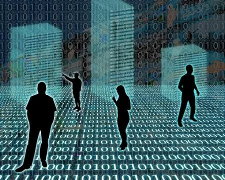 Silhouettes in the space Stock Illustration