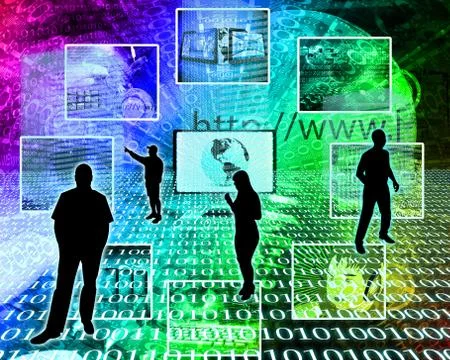 Silhouettes in the space Stock Illustration