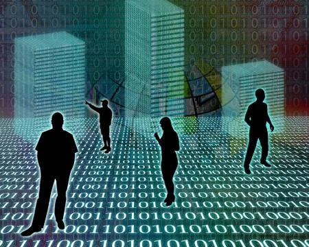 Silhouettes in the space Illustrazione stock