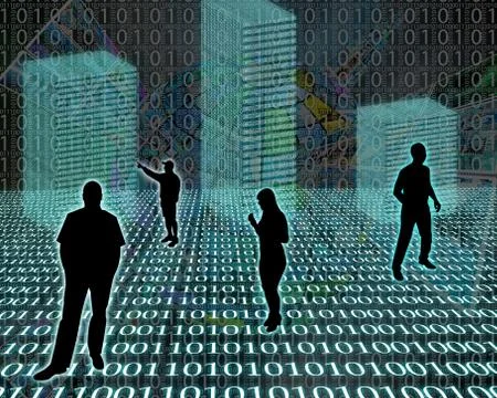 Silhouettes in the space Stock Illustration