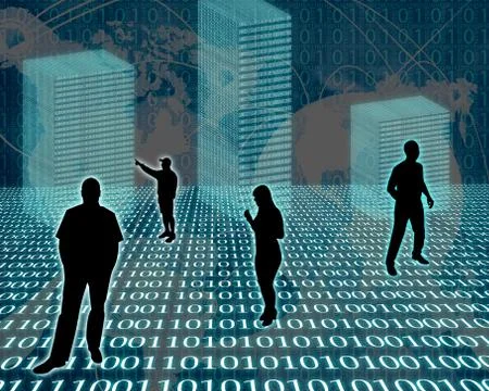 Silhouettes in the space Stock Illustration