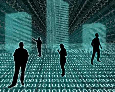 Silhouettes in the space Illustrazione stock