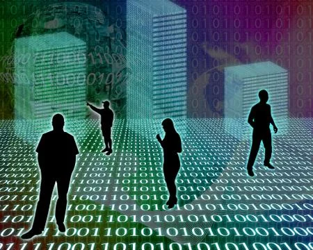 Silhouettes in the space Illustrazione stock