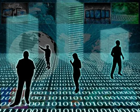 Silhouettes in the space Stock Illustration