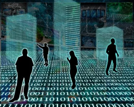 Silhouettes in the space Illustrazione stock