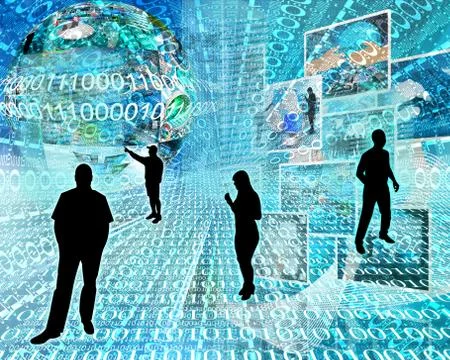 Silhouettes in the space Stock Illustration