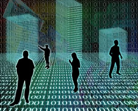 Silhouettes in the space Stock Illustration