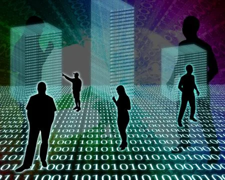 Silhouettes in the space Illustrazione stock