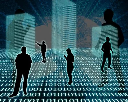 Silhouettes in the space Illustrazione stock