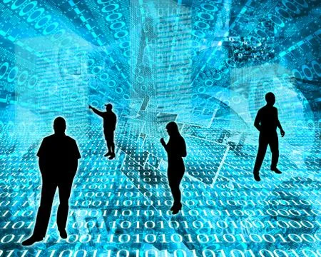 Silhouettes in the space Illustrazione stock