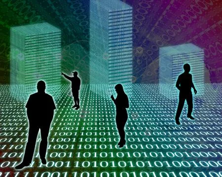 Silhouettes in the space Stock Illustration