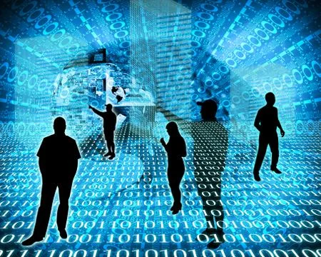 Silhouettes in the space Illustrazione stock