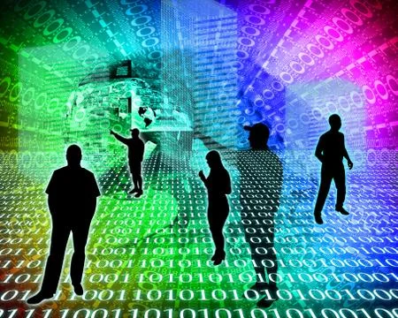 Silhouettes in the space Stock Illustration