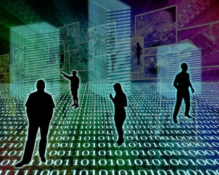 Silhouettes in the space Stock Illustration