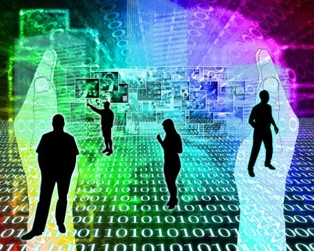 Silhouettes in the space Illustrazione stock