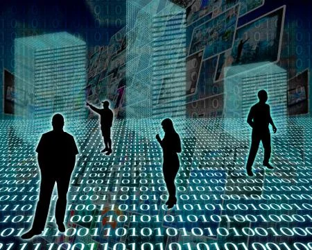 Silhouettes in the space Illustrazione stock