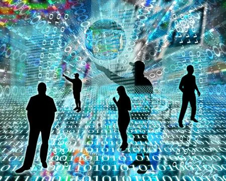 Silhouettes in the space Stock Illustration