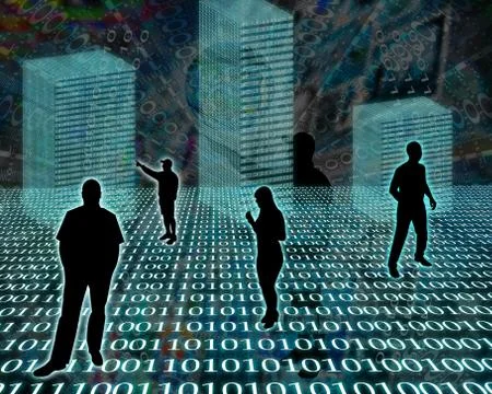 Silhouettes in the space Illustrazione stock