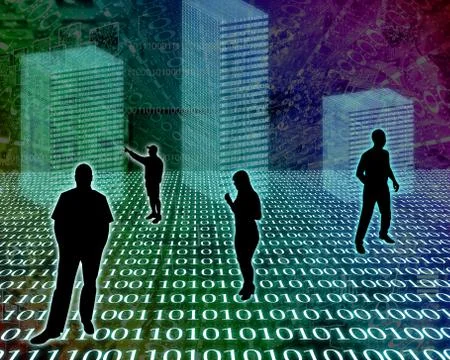 Silhouettes in the space Illustrazione stock