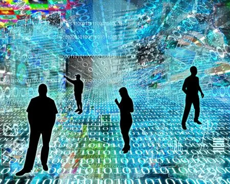 Silhouettes in the space Stock Illustration