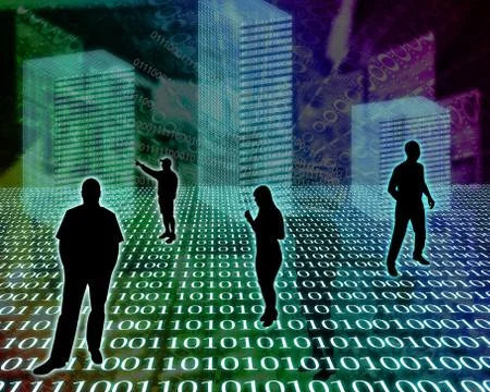 Silhouettes in the space Illustrazione stock