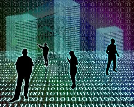 Silhouettes in the space Illustrazione stock