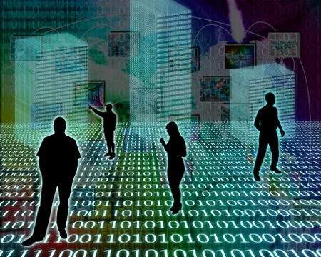 Silhouettes in the space Illustrazione stock