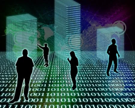 Silhouettes in the space Stock Illustration