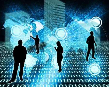 Silhouettes in the space Stock Illustration