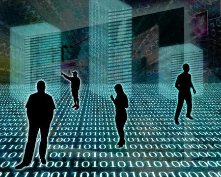 Silhouettes in the space Stock Illustration