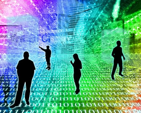 Silhouettes in the space Stockillustratie