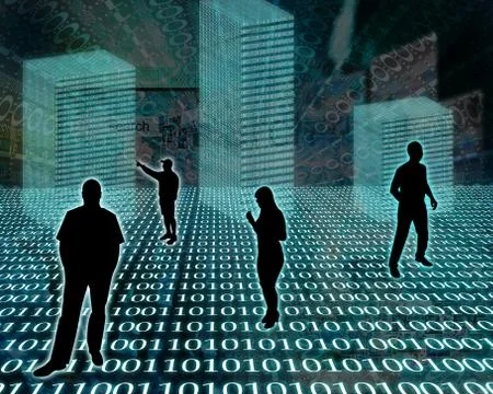 Silhouettes in the space Illustrazione stock