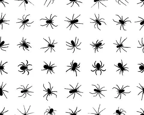 Silhouettes of spiders, seamless Stock Illustration