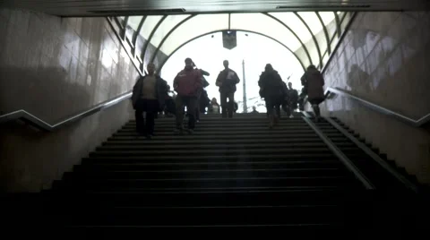 Silhouettes On Staircase (timelapse) Stock-Footage 942263