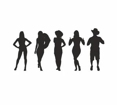 Silhouettes of summer people	 Illustrazione stock