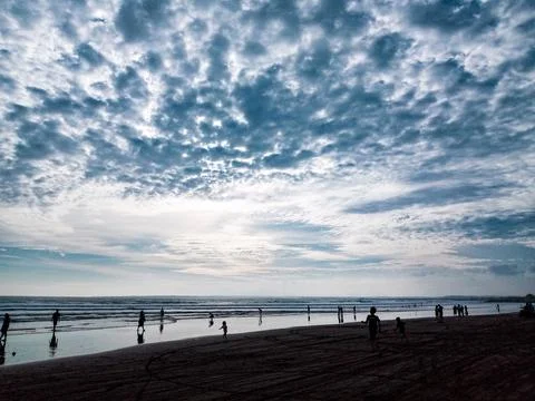 Silhouettes at Sunset Beach Foto stock