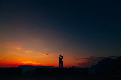 Silhouettes at sunset on Mount Lovcen Fotos de archivo