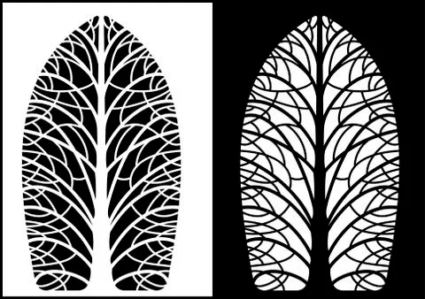 Silhouettes symmetrical trees Stock Illustration