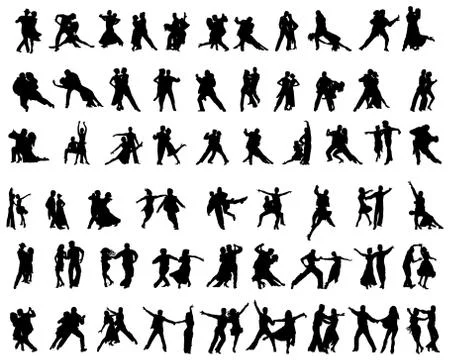 Silhouettes of tango players Stock Illustration