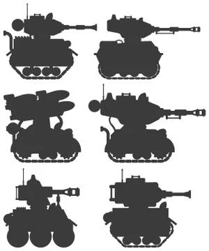 Silhouettes of tanks. Stock Illustration